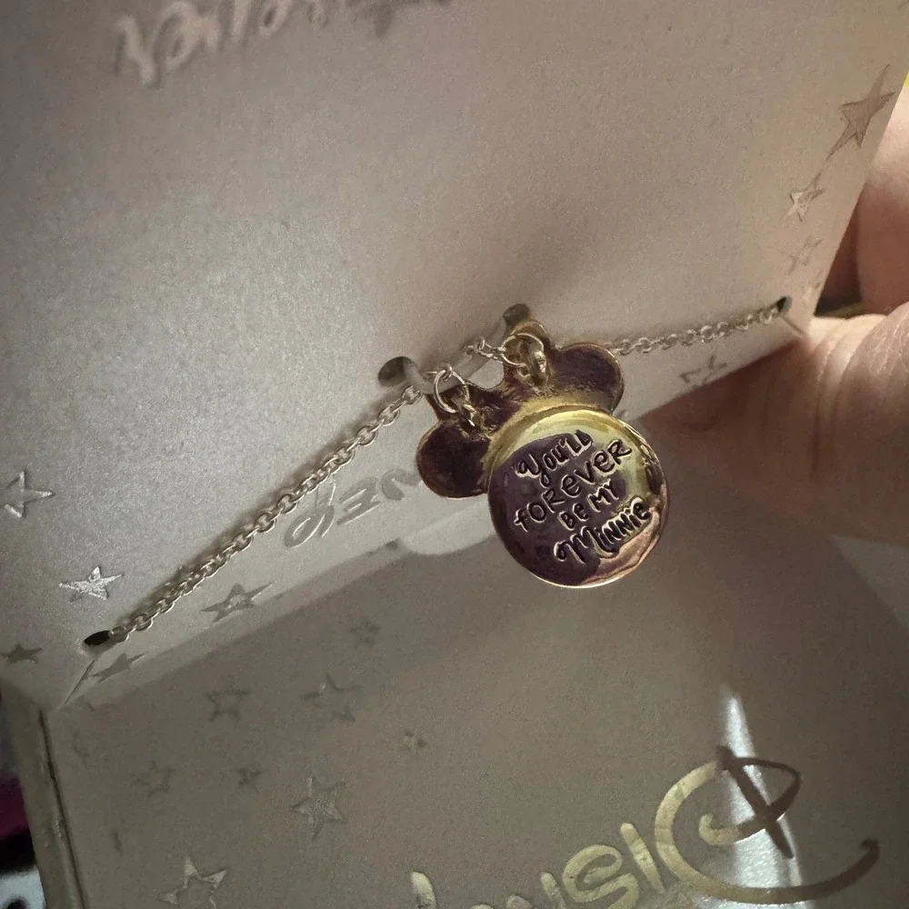 NEW Disney You'll Forever Be My Minnie Pendant Silver Pleated Necklace